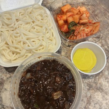 Seoul Market Cafe - #14 Noodles in Black Bean Sauce - Jjajangmyun and bonchan sides - Korean Near Me - Wyoming, Michigan Seoul Market Cafe - #14 Noodles in Black Bean Sauce - Jjajangmyun and bonchan sides - Korean Near Me - Wyoming, Michigan