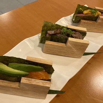 Daisho Sushi Lounge - Temaki: Salmon/Avocado/Crunch Powder/Masago; Wagyu Beef /Toro/Scallion; Fatty Tuna/Uni/Scallion - Sushi Bars Near Me - Las Vegas, Nevada Daisho Sushi Lounge - Temaki: Salmon/Avocado/Crunch Powder/Masago; Wagyu Beef /Toro/Scallion; Fatty Tuna/Uni/Scallion - Sushi Bars Near Me - Las Vegas, Nevada