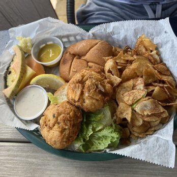 Gramma Dot's - Crab cake sandwich w/ homemade chips - Seafood Near Me - Sanibel, Florida Gramma Dot's - Crab cake sandwich w/ homemade chips - Seafood Near Me - Sanibel, Florida