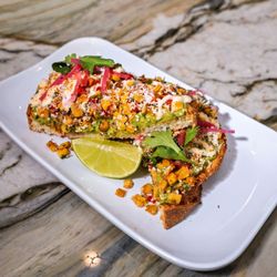 Pour and Decor - Avocado Street Corn Toast - absolutely delicious