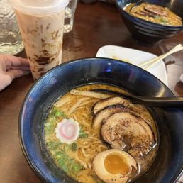 Curry Ramen and Brown Sugar Milk tea