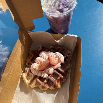 Ones Cafe & Bakery - Ube Latte and Strawberry Croffle - Coffee & Tea Near Me - Castro Valley, California Ones Cafe & Bakery - Ube Latte and Strawberry Croffle - Coffee & Tea Near Me - Castro Valley, California
