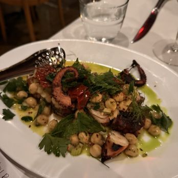 Esca - spanish octopus, marinated chickpeas, celery, oregano, Calabrian chili - Mediterranean Near Me - St. Louis, Missouri