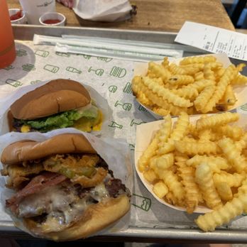 Shake Shack Coral Gables - Carolina BBQ double smashburger and crinkle cut fries - Burgers Near Me - Coral Gables, Florida