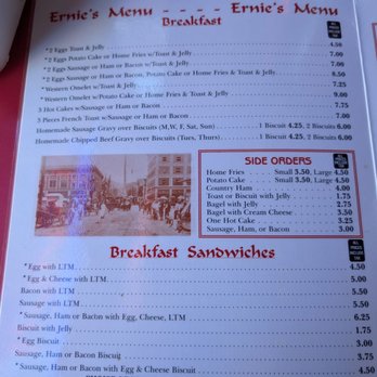 Ernie's - Menu - Breakfast & Brunch Near Me - Roanoke, Virginia