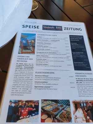 Menu photo 1 Salondampfer Hansa Bremerhaven, HB Menu photo 1 Salondampfer Hansa Bremerhaven, HB