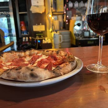 Cibo - Pizza Diavola and a glass of Tre Brancaia! - Pizza Near Me - Phoenix, Arizona Cibo - Pizza Diavola and a glass of Tre Brancaia! - Pizza Near Me - Phoenix, Arizona