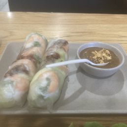 Fresh pork and shrimp spring rolls and crispy pork egg rolls! Fresh pork and shrimp spring rolls and crispy pork egg rolls!