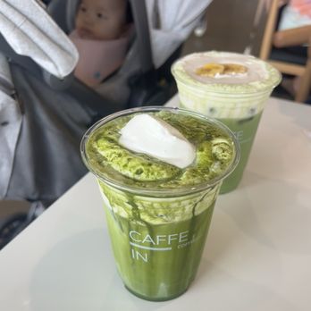 Caffe In Coffee Roasters - Matcha with cream top and banana cream matcha - Coffee & Tea Near Me - Tustin, California Caffe In Coffee Roasters - Matcha with cream top and banana cream matcha - Coffee & Tea Near Me - Tustin, California