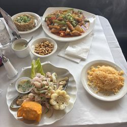 El Pollo Inka Peru - Whole Chicken, Ceviche mix, arroz amarillo y arroz Chaufa