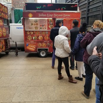 Indian King Biryani House - Line at 11:50am on a Friday - Food Trucks Near Me - New York, New York