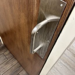 filthy restrooms. doors and floor is sticky filthy restrooms. doors and floor is sticky