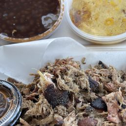 Pulled Pork Dinner (sides-corn casserole and baked beans) Pulled Pork Dinner (sides-corn casserole and baked beans)