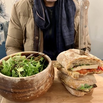 maman - Katie Sandwich $14 (roasted chicken, basil aioli, roasted red peppers, arugula, on a ciabatta) - Coffee & Tea Near Me - New York, New York maman - Katie Sandwich $14 (roasted chicken, basil aioli, roasted red peppers, arugula, on a ciabatta) - Coffee & Tea Near Me - New York, New York