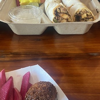 Shawarmaji - Falafel at the bottom, chicken arabi style at the top - Middle Eastern Near Me - Santa Clara, California Shawarmaji - Falafel at the bottom, chicken arabi style at the top - Middle Eastern Near Me - Santa Clara, California
