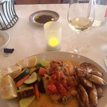 Piatti - Icelandic Cod with vegetables and roasted potatoes. - Italian Near Me - La Jolla, California Piatti - Icelandic Cod with vegetables and roasted potatoes. - Italian Near Me - La Jolla, California