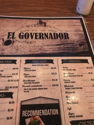 Menu photo 7 Mariscos El Governador Anaheim, CA