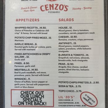 Cenzo's Pizza & Deli - Menu - Pizza Near Me - Dallas, Texas Cenzo's Pizza & Deli - Menu - Pizza Near Me - Dallas, Texas