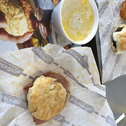 Country ham biscuit and grits Country ham biscuit and grits