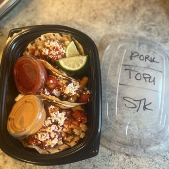 Tiny Chef - 3 tacos. 1 of each pork, tofu and steak no cilantro and added kimchi. - Pizza Near Me - St. Louis, Missouri Tiny Chef - 3 tacos. 1 of each pork, tofu and steak no cilantro and added kimchi. - Pizza Near Me - St. Louis, Missouri