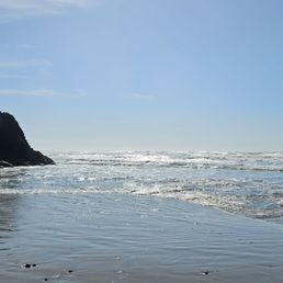 The other 'left' side of the beach is unreachable when the tide is in. The other 'left' side of the beach is unreachable when the tide is in.