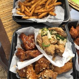 Fries w/ Korean, Salt&Pepper, Peanut butter! (My Fave) wangs!