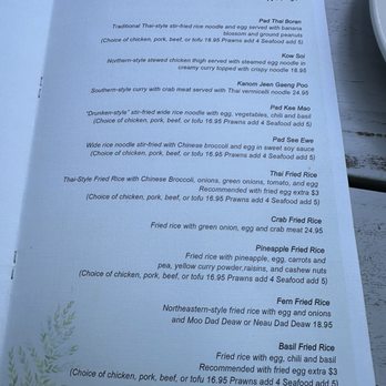 Fern Thai on Main - Menu - Thai Near Me - Bellevue, Washington