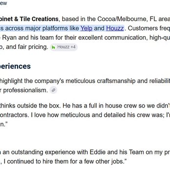 Flip Flop Cabinet & Tile Creations - this is a web scan and shows real reviews - Cabinetry Near Me