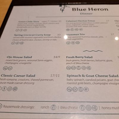Menu photo 2 Blue Heron Restaurant Santa Fe, NM