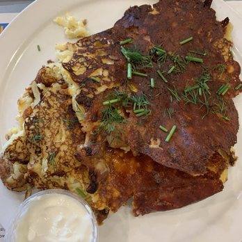 Ann Sather Restaurant & Catering - Bacon Cheddar Potato Pancakes - Scandinavian Near Me - Chicago, Illinois Ann Sather Restaurant & Catering - Bacon Cheddar Potato Pancakes - Scandinavian Near Me - Chicago, Illinois