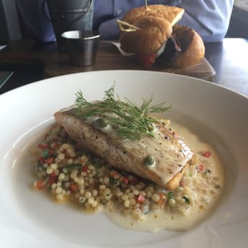 Common Theory - The Dill seared salmon steak was delicious, but it was missing something. Veggies, perhaps? - Gastropubs Near Me - San Diego, California Common Theory - The Dill seared salmon steak was delicious, but it was missing something. Veggies, perhaps? - Gastropubs Near Me - San Diego, California