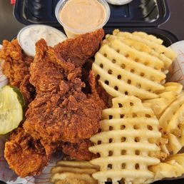 3 pack of Tenders combo Medium spice plus Ranch and Comeback sauce. I can barely finish it. It's excellent!
