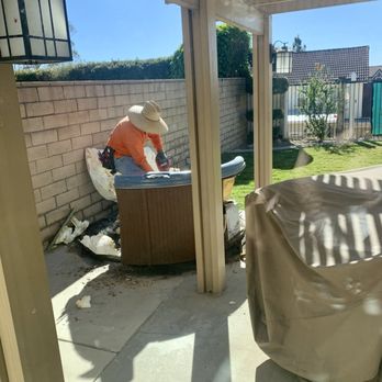 Spa Removers - Spa being cut down for removal - Junk Removal & Hauling Near Me - Irvine, California Spa Removers - Spa being cut down for removal - Junk Removal & Hauling Near Me - Irvine, California
