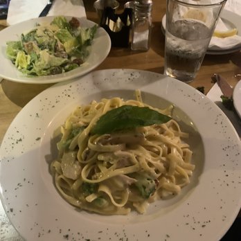Pinocchio's Pizza - Chicken Fettuccini Alfredo, Caesar Salad & in the distance Garden Salad - Pizza Near Me - Pasadena, California Pinocchio's Pizza - Chicken Fettuccini Alfredo, Caesar Salad & in the distance Garden Salad - Pizza Near Me - Pasadena, California