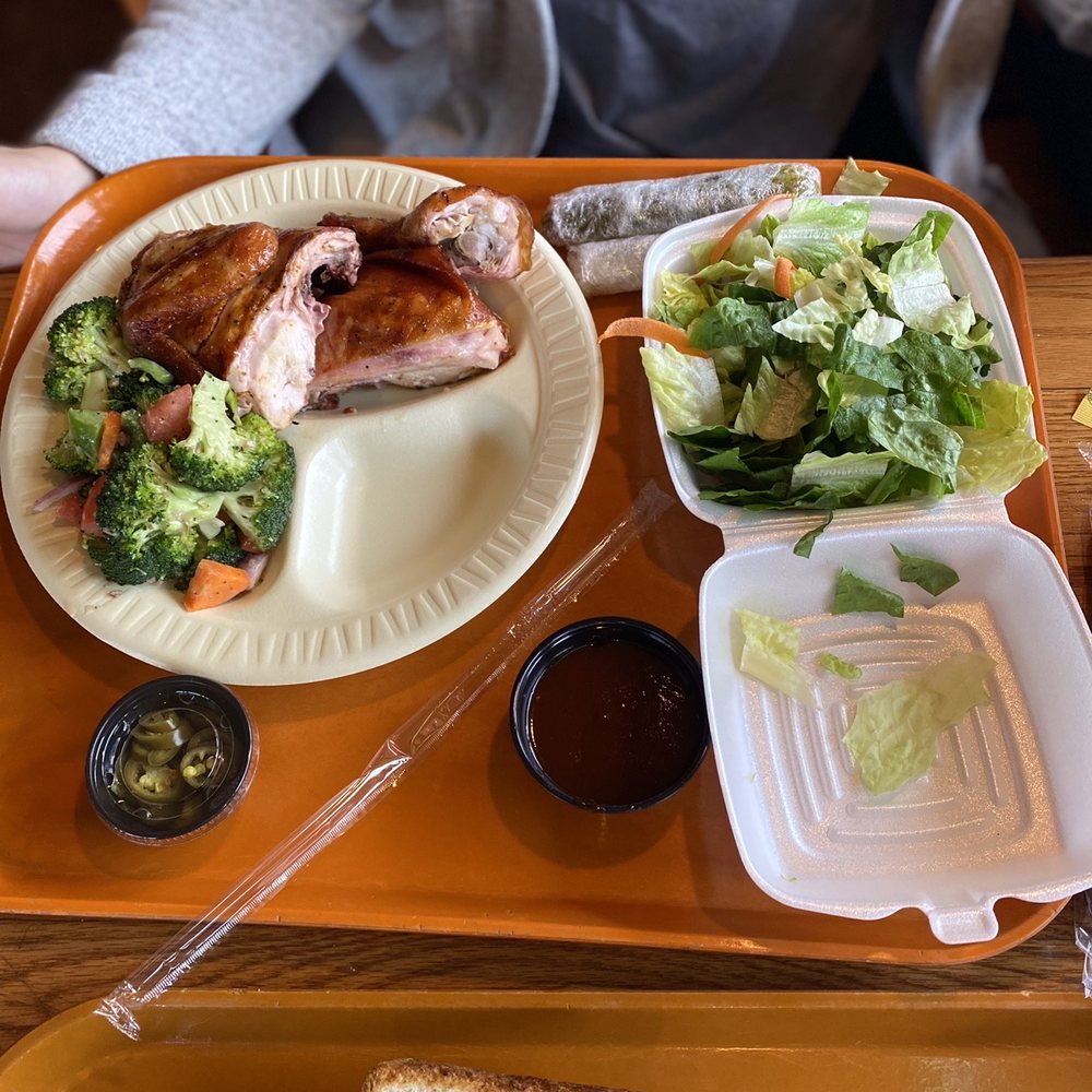 Pok-e-Jo's - Parmer - Half Chicken Plate w/ side salad and broccoli salad - Barbeque Near Me - Austin, Texas Pok-e-Jo's - Parmer - Half Chicken Plate w/ side salad and broccoli salad - Barbeque Near Me - Austin, Texas
