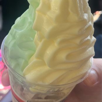 Rosy Yogurt - Pineapple frozen yogurt with pistachio frozen yogurt and Oreo cheesecake yogurt. - Ice Cream & Frozen Yogurt Near Me - Los Gatos, California