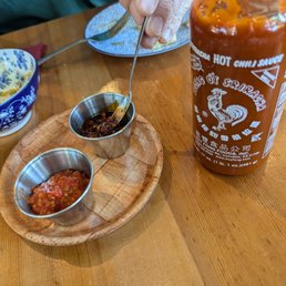 Hot sauce offerings. My fave was the chili oil