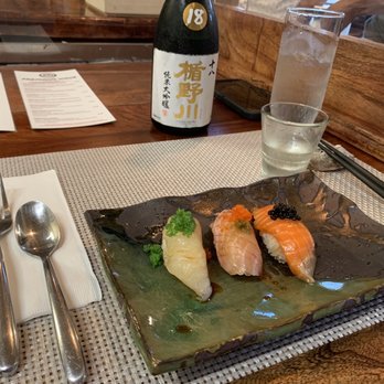 Miyo's Restaurant - Sushi trio. Two types of fish flown over from Japan and an Australian salmon. - Izakaya Near Me - Hilo, Hawaii Miyo's Restaurant - Sushi trio. Two types of fish flown over from Japan and an Australian salmon. - Izakaya Near Me - Hilo, Hawaii