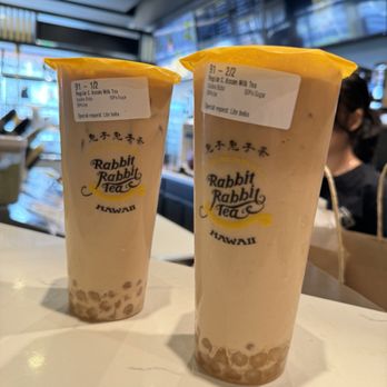 Rabbit Rabbit Tea Hawaii - Two Assam Milk Tea with half boba and half sweet - so good! - Coffee & Tea Near Me - Honolulu, Hawaii Rabbit Rabbit Tea Hawaii - Two Assam Milk Tea with half boba and half sweet - so good! - Coffee & Tea Near Me - Honolulu, Hawaii