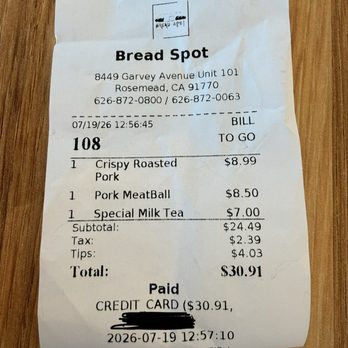 Bread Spot - 20% tip is the lowest - Vietnamese Near Me - Rosemead, California Bread Spot - 20% tip is the lowest - Vietnamese Near Me - Rosemead, California