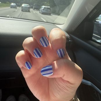 Nail Page 1 - Blue stripes nails by Kiki from nail page 1 - Nail Salons Near Me - Bronxville, New York Nail Page 1 - Blue stripes nails by Kiki from nail page 1 - Nail Salons Near Me - Bronxville, New York