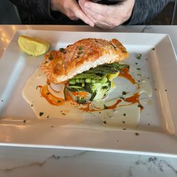 Salmon dinner , nice presentation Salmon dinner , nice presentation