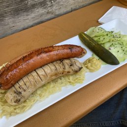 3 sausage plate with cucumber salad. Loved it!!!! 3 sausage plate with cucumber salad. Loved it!!!!