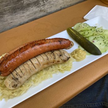 Midtown BierGarten - 3 sausage plate with cucumber salad. Loved it!!!! - German Near Me - Sacramento, California Midtown BierGarten - 3 sausage plate with cucumber salad. Loved it!!!! - German Near Me - Sacramento, California