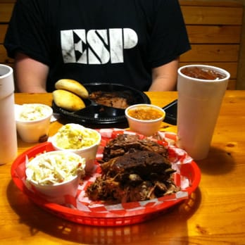 The Smokin Pig - Sampler: BBQ ribs, pork, and brisket with a side of vole slaw and potato salad. - Barbeque Near Me - Pendleton, South Carolina The Smokin Pig - Sampler: BBQ ribs, pork, and brisket with a side of vole slaw and potato salad. - Barbeque Near Me - Pendleton, South Carolina
