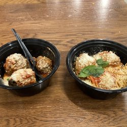 Potluck - Side of meatballs (left), The Baller (right).