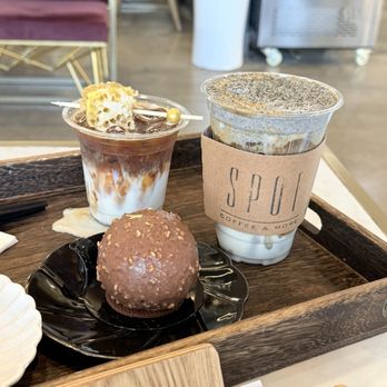 Spot Coffee & More - Black sesame latte Honey comb latte Roche - Coffee & Tea Near Me - Los Angeles, California Spot Coffee & More - Black sesame latte Honey comb latte Roche - Coffee & Tea Near Me - Los Angeles, California