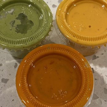 Falafel Inc - The red sauce is HOT (and I can handle a level 10), the green sauce was my favorite. The orange habibi sauce tastes like a tangy ancho mayo. - Falafel Near Me - Washington, DC, District of Columbia Falafel Inc - The red sauce is HOT (and I can handle a level 10), the green sauce was my favorite. The orange habibi sauce tastes like a tangy ancho mayo. - Falafel Near Me - Washington, DC, District of Columbia