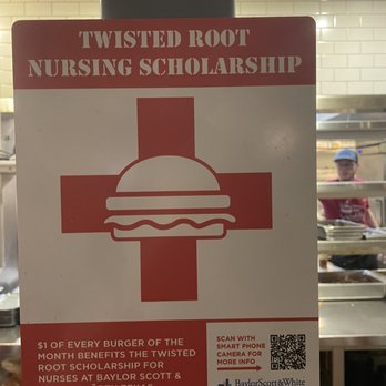 Twisted Root Burger - Wow is a great cause!!! Support nurses. Wouldn't it be cool if every restaurant did this? - Burgers Near Me - Waco, Texas Twisted Root Burger - Wow is a great cause!!! Support nurses. Wouldn't it be cool if every restaurant did this? - Burgers Near Me - Waco, Texas