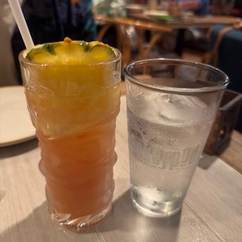 Monkeypod Kitchen by Merriman - Virgin Mai Tai and water (v good!) - New American Near Me - Kihei, Hawaii